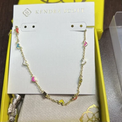 Brazalete Kendra Scott Haven Corazón Cadena Oro Multi Esmalte Nuevo en Caja con Bolsa Chapado en 14k Foto 1 de 4