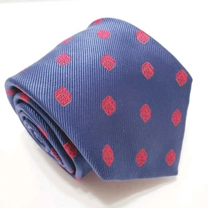 Ben Sherman Necktie Blue & Red Geometric Pattern Men's Silk Neck Tie Dice - Picture 1 of 5