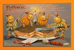 Antique Halloween Postcard Tuck 150, Pumpkin Gourds & Cake, Unposted Exc Cond  - Picture 1 of 6