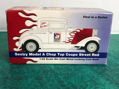 Banco de monedas fundido a presión Sentry Hardware modelo A 1927 Chop Top cupé Street Rod 1/25 Foto 1 de 4
