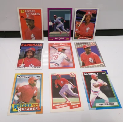 ЛОТ из 9 бейсбольных карточек с Винсом Коулманом ~ как новые - Изображение 1 из 3