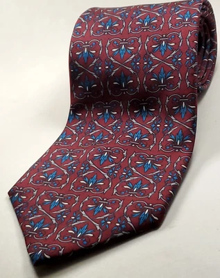 CHRISTIAN DIOR Vintage made in USA Silk 56" Short Burgundy Red White Blue NEW - Image 1 of 4