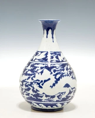 Rare Chinese Reverse Blue and White Porcelain Vase - Image 1 of 4
