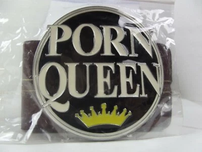 New Belt Buckle PORN QUEENy chrome plated Enamel - Image 1 of 2