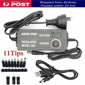 Adjustable Power Supply Adapter Charger Switch AC DC 3-12V 9V-24V 3A 5A 11Tips - Picture 1 of 24