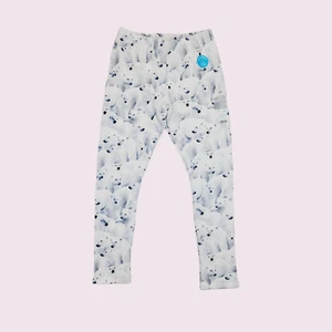 New Carter's Girls 12 year Fleece Leggings Cozy Polar Bear White Gray Print - Picture 1 of 2