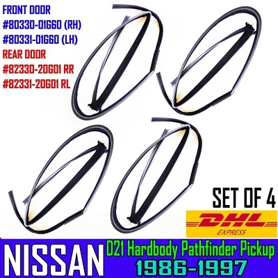 For Nissan D21 Hardbody Pathfinder Pickup Set Door Glass Run Channel Seal 89-97 - Image 1 of 4