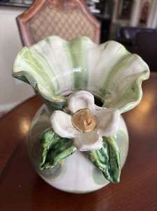 Majolica Vase 7 3/4” Tall Signed - Picture 1 of 10