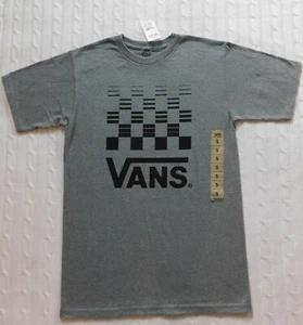 VANS 2021 ― Mens S Small ― Gray/Black Checker Logo Short Sleeve T-Shirt NWT BV55 - Picture 1 of 4