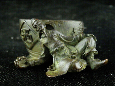 Antique Chinese Bronze Hand Made *Figure* Brush Washer • 43.74$
