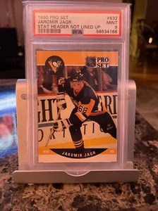 1990 PRO SET🏒JAROMIR JAGR RARE*Header Mis-Aligned*#632A ROOKIE PSA 9💰LOW POP👈 - Picture 1 of 3