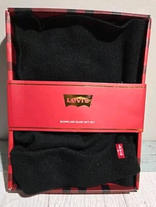Levi’s MENS Beanie and Scarf Gift Set BLACK One Size NIB MSP$55 - Picture 1 of 4