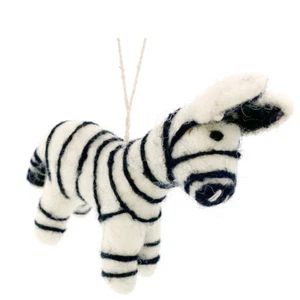 Zebra Ornament - Wool Hand Crafted Zebra Christmas Ornament, Holiday Decoration - Picture 1 of 5