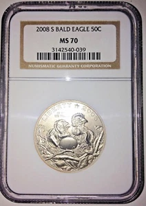 FREE SHIP+GEM💎 NGC CERT. BALD EAGLE HALF DOLLAR MS-70 2008-S PERFECT SPECIMEN! - Picture 1 of 5