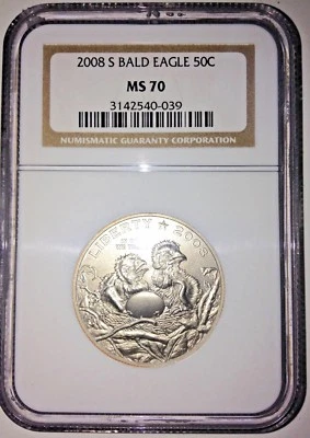 FREE SHIP+GEM💎 NGC CERT. BALD EAGLE HALF DOLLAR MS-70 2008-S PERFECT SPECIMEN! - Image 1 of 4