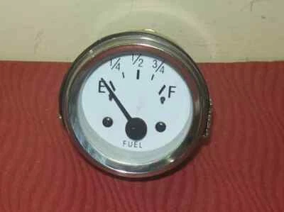 Willys MB Jeep Ford GPW CJ - Fuel Gauge white face chrome - Image 1 of 4
