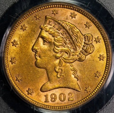 1902 PCGS AU58 $5 Gold Liberty Half Eagle Item#J9539 Cover