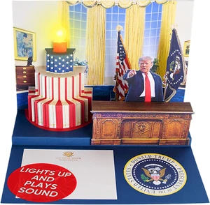 Biglietto di compleanno pop up con luci e suoni vero messaggio vocale Donald Trump - Foto 1 di 12