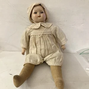 Early Vintage Ideal Composition & Cloth Body 16” Baby Doll W/ Non Working Cryer - Picture 1 of 10