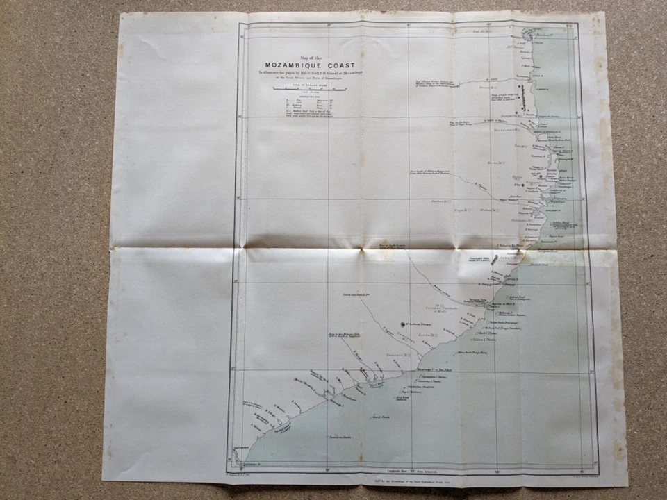 1882 Map of the Mozambique coast antique vintage - Image 1 of 4