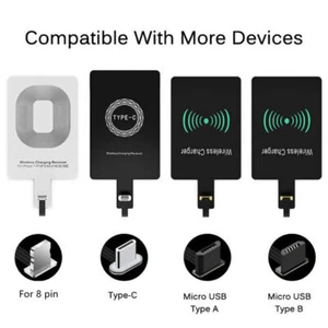 Universal Wireless Fast Charging Receiver Mobile Type C Micro Charger Adapter XY - Picture 1 of 15