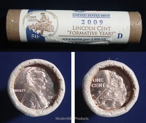 2009-D BU Lincoln Formative Years US Mint Wrapped Roll Head-Tail - Picture 1 of 4