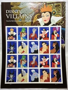 USPS 2017 Disney Villains First Class Forever Briefmarken USPS Post NEU Bogen mit 20 - Bild 1 von 2