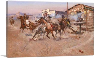 ARTCANVAS Smoke of a .45 1908 Canvas Art Print by Charles Marion Russell - Picture 1 of 14