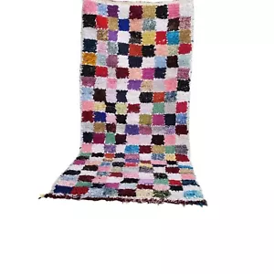 Handmade Vintage Moroccan Rug Fringe Colorful Patchwork Design Carpet Unique - Picture 1 of 24