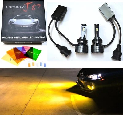 LED Kit F15 140W H11 3000K Yellow Two Bulbs Head Light High Beam Replace Upgrade - Image 1 of 4
