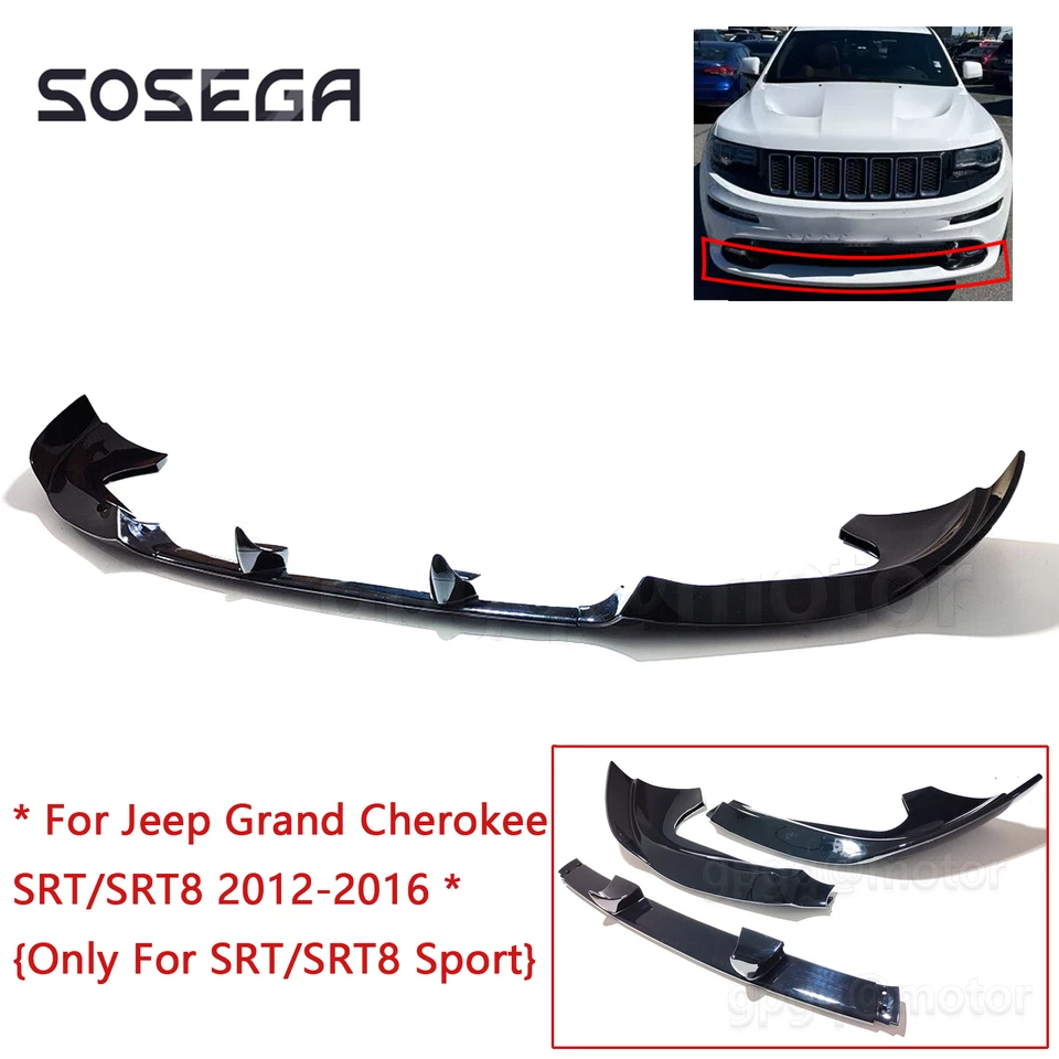 Divisor de labios de parachoques delantero negro brillante para Jeep Grand Cherokee SRT SRT8 2012-2016丨 Foto 1 de 4