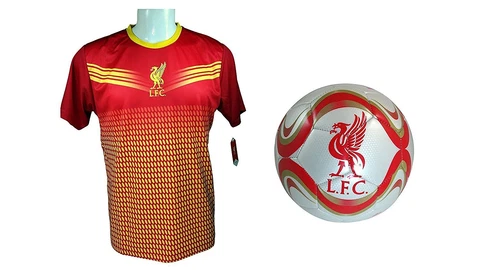 Liverpool F.C. Soccer Official Training Jersey & Size 5 Ball -31 X-Large Cover