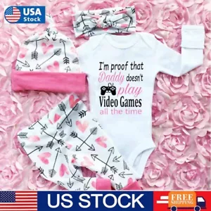 Newborn Baby Boy Girl Tops Romper Bodysuit Jumpsuit Pants Outfits Clothes Set - Picture 1 of 8