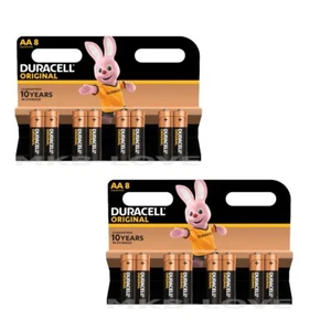 16 X Duracell Original batteries AA LR6 MN1500 (2 pack 0F 8) - Picture 1 of 1