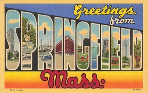 Postcard Large Letter Greetings from Springfield Massachusetts MA 1947 - Picture 1 of 2
