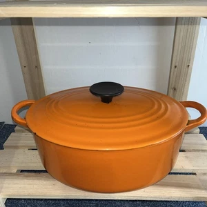 Le Creuset ovale Auflaufform Pfanne rot/orange Gusseisen Größe C 26 cm mit Deckel - Bild 1 von 10
