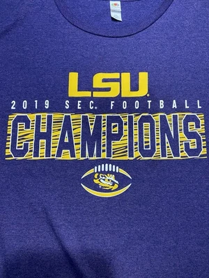 Size 3XL LSU 2019 SEC Football Champions Graphic Short Sleeve Purple T-Shirt - Image 1 of 4