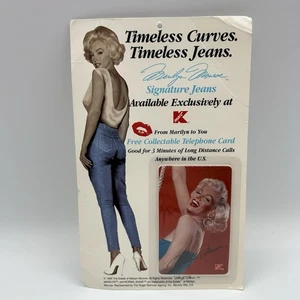 Marilyn Monroe Signature Jean Hangtag con tarjeta de llamadas telefónicas 1995, nuevo sellado - Imagen 1 de 3