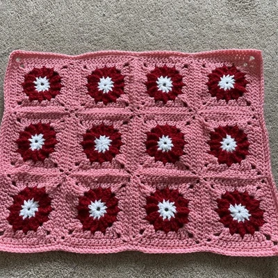 New Hand Crocheted small Doll Blanket /Pram/Cot/Crib 42cm x 32cm - Image 1 of 3