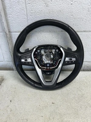 2021 BMW X5 Black Leather Silver Trim Steering Wheel OEM - Image 1 of 4