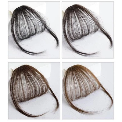 100% Clip in Bangs Real Human Hair Medium Brown Clip Fringe; Bang on Bangs C8D6 - Bild 1 von 4