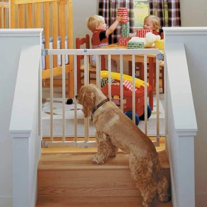 - Stairway Swing Wooden Baby Gate: Wood Baby Gate for Stairs - Adjustable 28 to - Picture 1 of 6