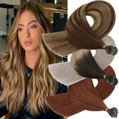 150PCS=150G THICK 100% Remy Human Hair Extensions Nano Ring Tip Micro Loop Beads - Image 1 of 4