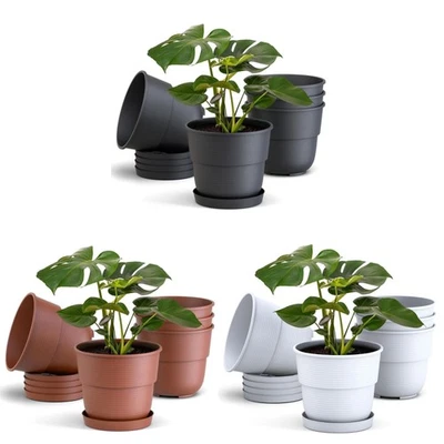 PLASTARD GMBH Blumentöpfe 10er Set mit Untersetzer Garten Balkon Pflanzkübel Übertöpfe Topf