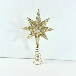 Vintage goldfarbener Christbaumaufsatz Nordstern Glitzer - Bild 1 von 5