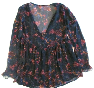 Exhilaration Women's XS Floral Peasant Boho Blouse - Picture 1 of 5