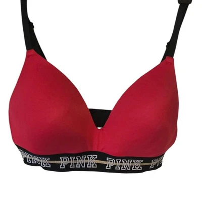 Sujetador ROSA Victoria's Secret Rojo Wear Everywhere Inalámbrico Ligeramente Forrado 36C Foto 1 de 3