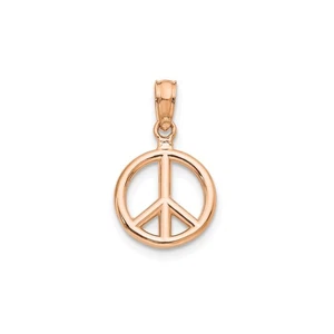 14k Rose Gold Peace Symbol Pendant Boho Spiritual Medallion for Women Unisex - Picture 1 of 7