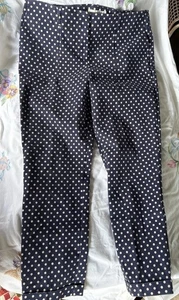 Boden 12 R W 36” I 27” L 37” Navy Blue Polka Dot Classic Cotton Stretchy Comfort - Picture 1 of 9
