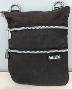 Baggallini Brown Slim Crossbody Multi Zip Pocket Bag - NO Strap Unisex - Picture 1 of 11